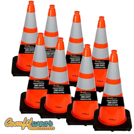 Comfitwear Traffic Cone, 28 in Height, Orange 8 PK COLFC-280 6-4-8PK
